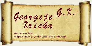 Georgije Krička vizit kartica